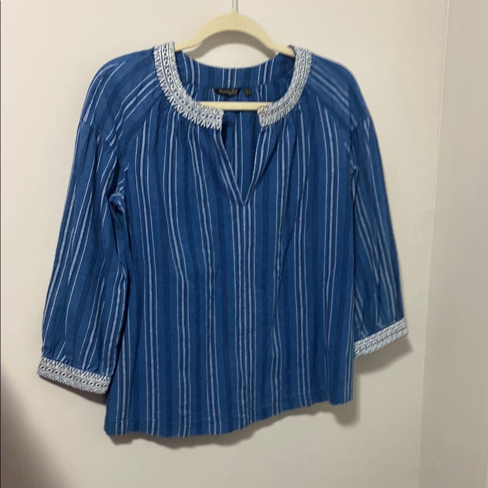 Massimo‎ Dutti Blue Striped Women's Top
